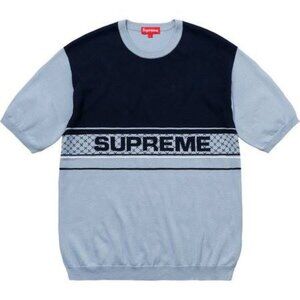 Supreme Chest Logo S/S 18 Knit Top Light Blue